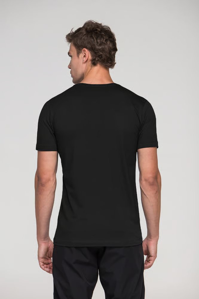 Camiseta Manga Curta Henley Smart Algodão Egípcio Preto