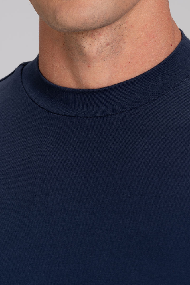 Camiseta Gola Média Algodão Egípcio Duplo Azul Marinho