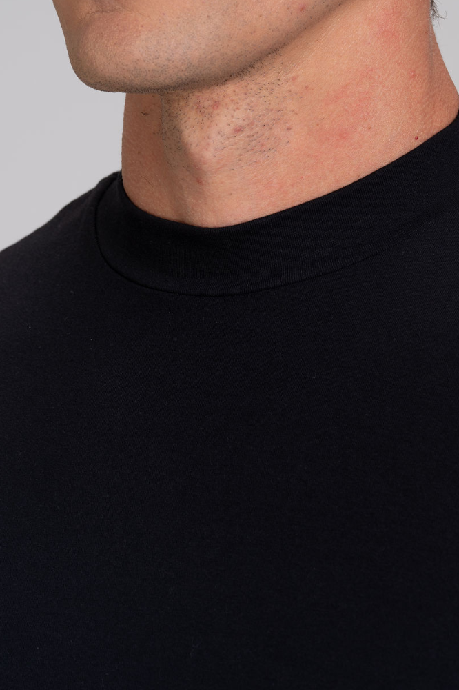 Camiseta Gola Média Algodão Egípcio Duplo Preto
