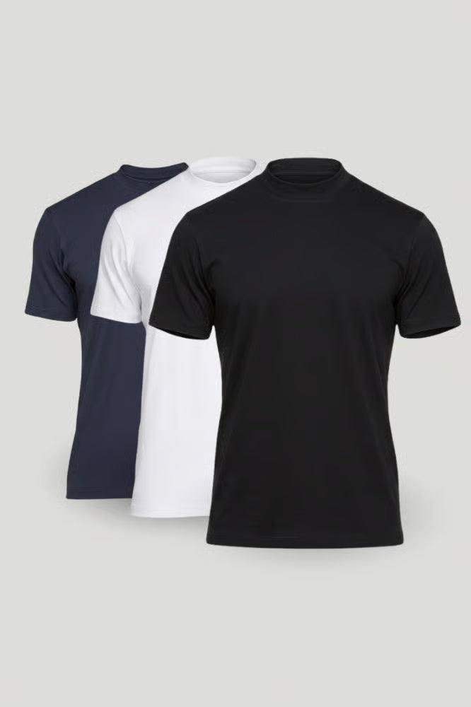 Kit 3 Camisetas Gola Média Algodão Egípcio Duplo