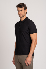 Camiseta Polo Waffle Texture Preta