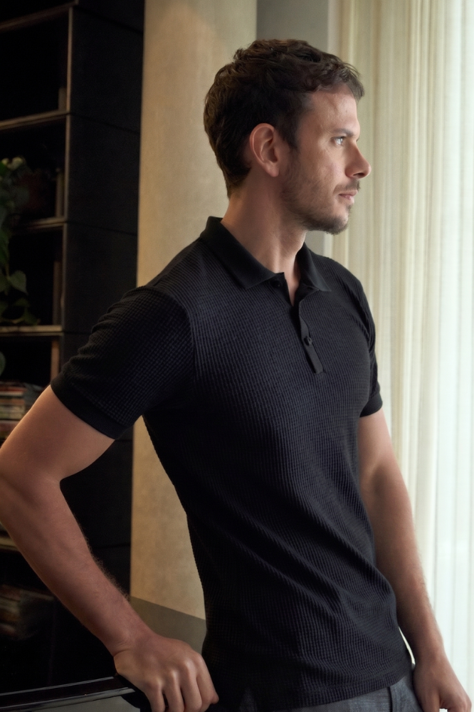 Camiseta Polo Waffle Texture Preta