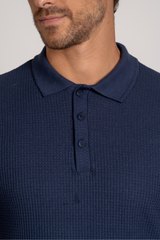 Camiseta Polo Waffle Texture Azul Marinho