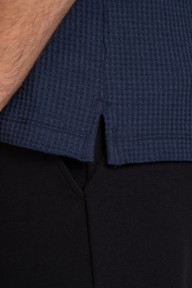 Camiseta Polo Waffle Texture Azul Marinho