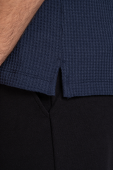 Camiseta Polo Waffle Texture Azul Marinho