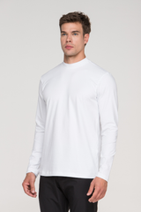 Camiseta Manga Longa e Gola Média Algodão Egípcio Duplo Branca