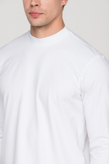Camiseta Manga Longa e Gola Média Algodão Egípcio Duplo Branca