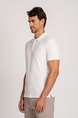 Camiseta Polo Waffle Texture Off-White