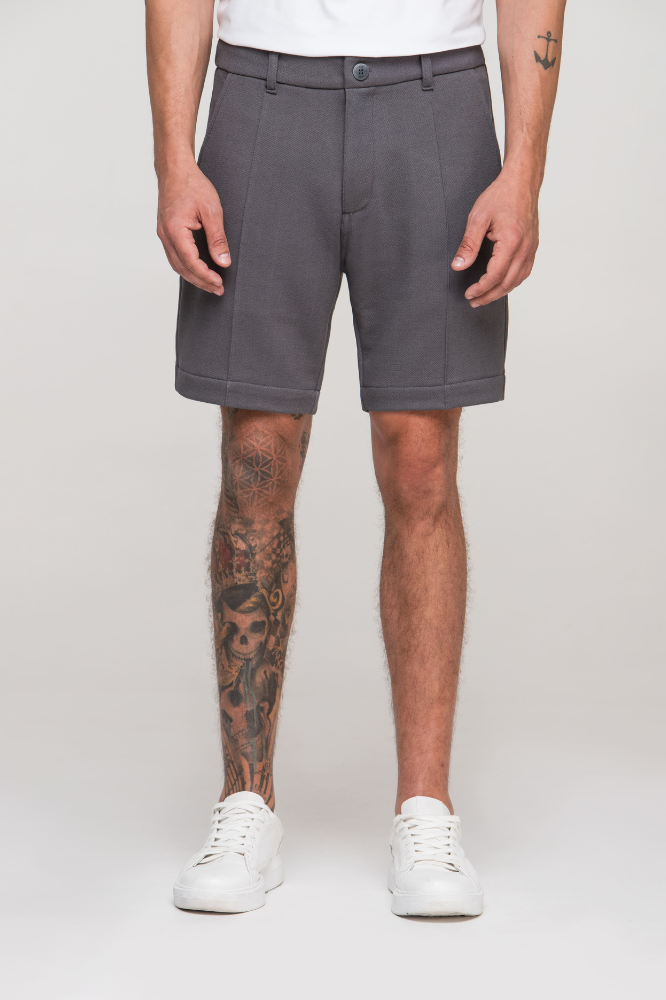 Bermuda Moletom Soft Piquet Cinza