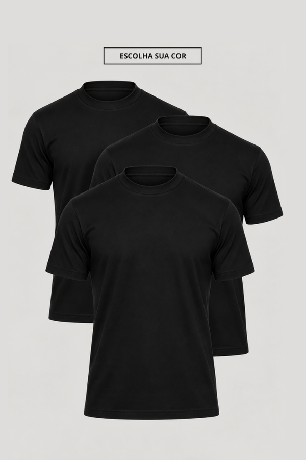 Kit 3 Camisetas Gola Alta | Duplo Egípcio