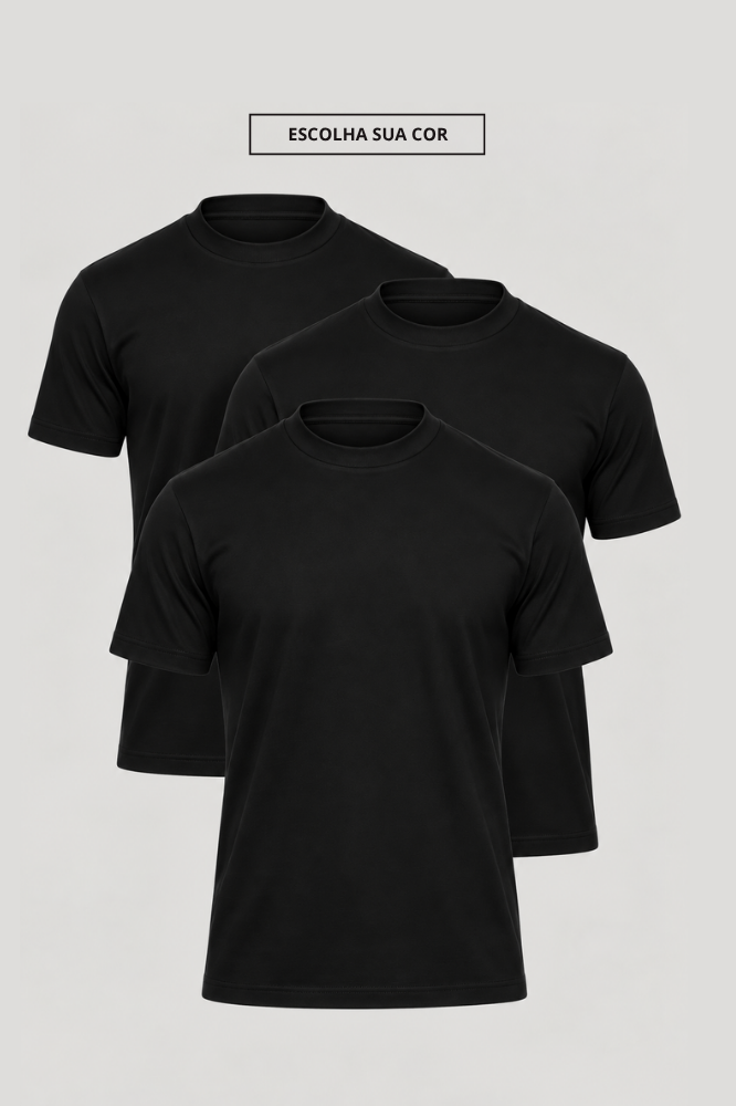 Kit 3 Camisetas Gola Alta | Duplo Egípcio