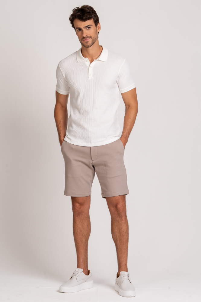 Camiseta Polo Waffle Texture Off-White