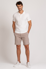 Camiseta Polo Waffle Texture Off-White