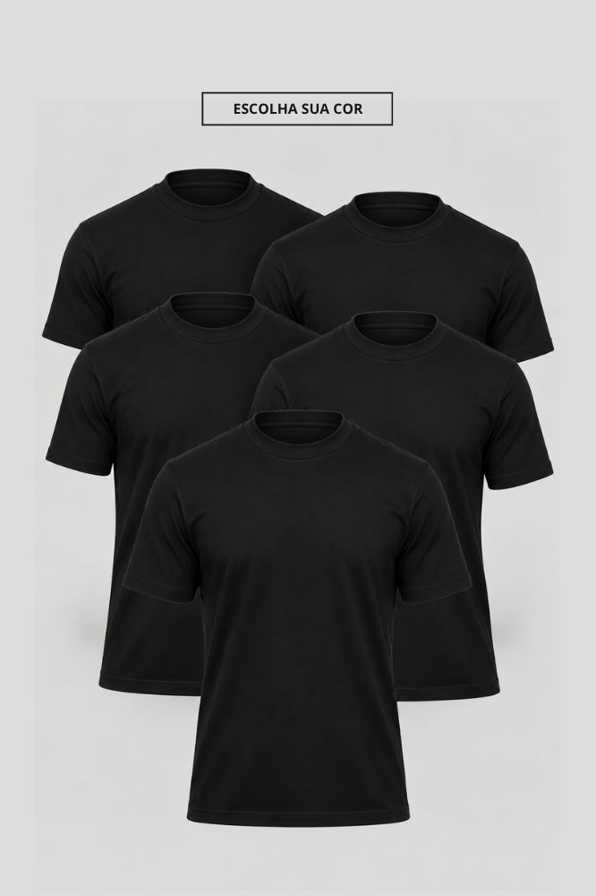 Kit 5 Camisetas Gola Alta | Duplo Egípcio