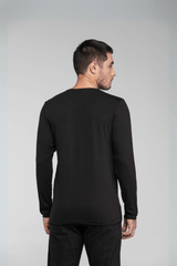 Camiseta Henley Manga Longa - Preto