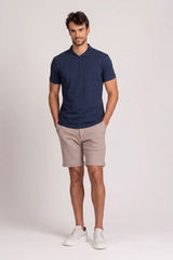Camiseta Polo Algodão Egípcio Duplo Azul