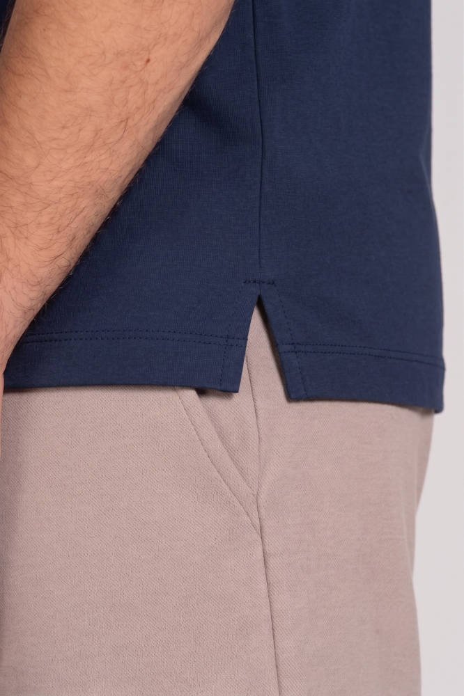 Camiseta Polo Algodão Egípcio Duplo Azul