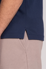 Camiseta Polo Algodão Egípcio Duplo Azul
