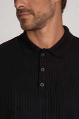Camiseta Polo Waffle Texture Preta