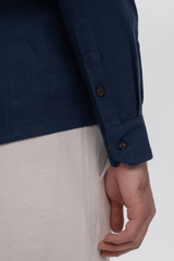 Camisa Social Manga Longa Cotton Sicilia Azul Marinho