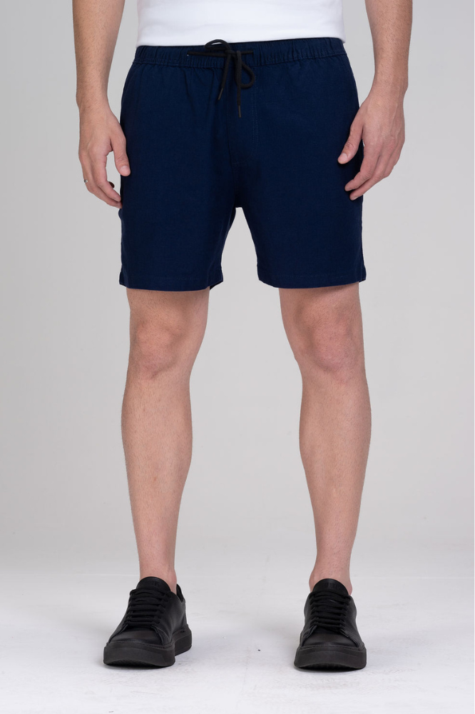 Short Linen Resort Elegance Azul Marinho