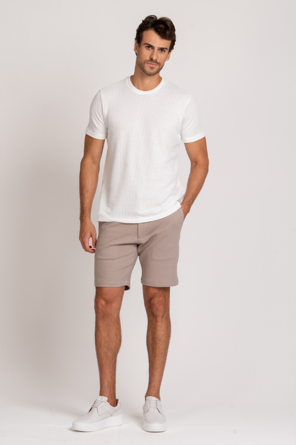 Bermuda Alfaiataria Cotton Smooth Bege