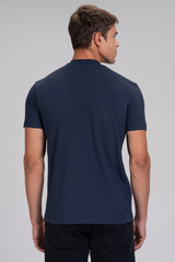 Camiseta Gola Média Algodão Egípcio Duplo Azul Marinho