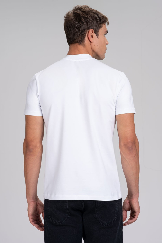 Camiseta Gola Média Algodão Egípcio Duplo Branco