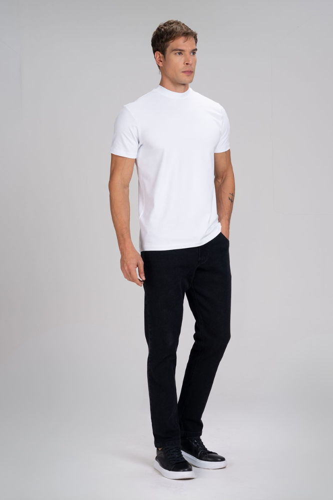 Camiseta Gola Média Algodão Egípcio Duplo Branco