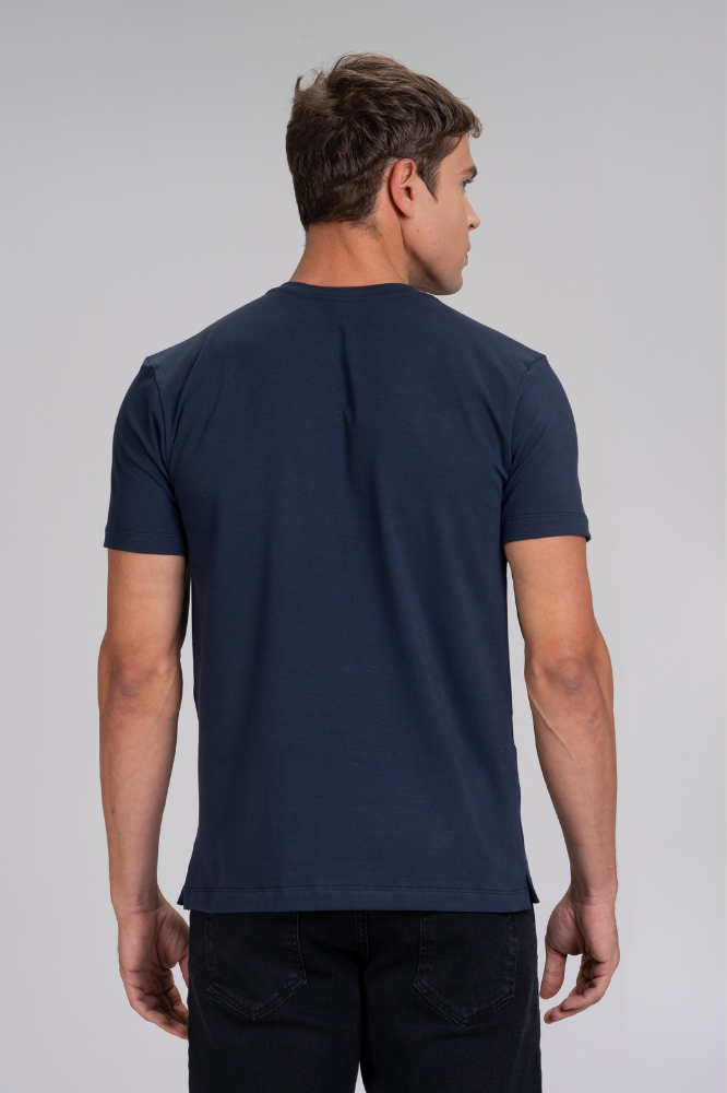 Camiseta Strong Algodão Egípcio Duplo Azul Marinho