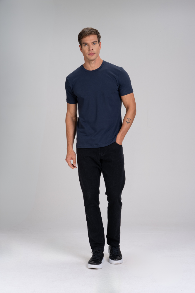 Camiseta Strong Algodão Egípcio Duplo Azul Marinho