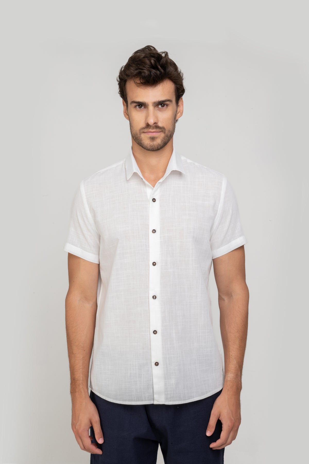 Camisa Social Manga Curta Cotton Sub Off White