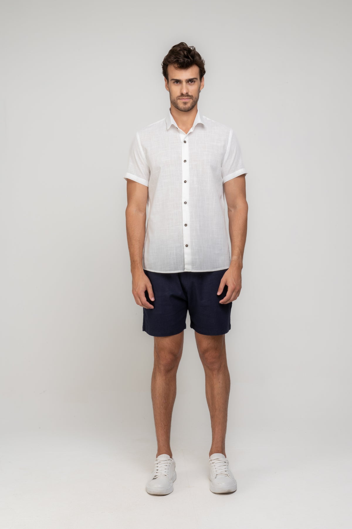 Camisa Social Manga Curta Cotton Sub Off White