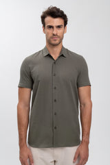 Camisa Social Manga Curta Cotton Sub Verde