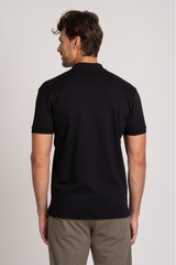 Camiseta Polo Algodão Egípcio Duplo Preta