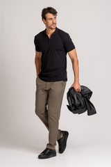 Camiseta Polo Algodão Egípcio Duplo Preta