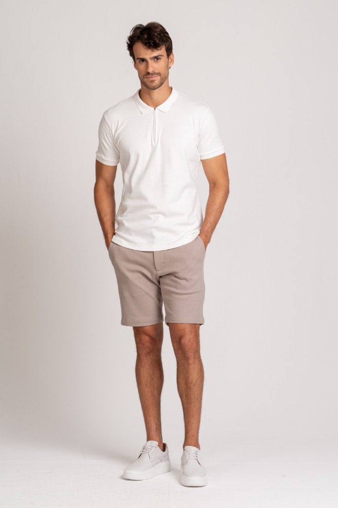 Camiseta Polo Algodão Egípcio Duplo Branca