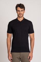 Camiseta Polo Algodão Egípcio Duplo Preta