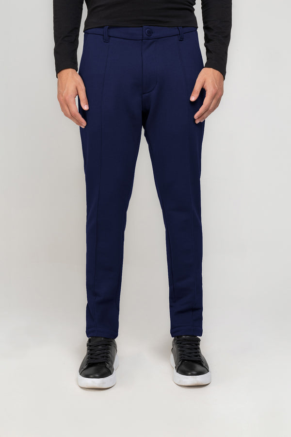 Calça Alfaiataria Moletom Soft Piquet Azul Marinho
