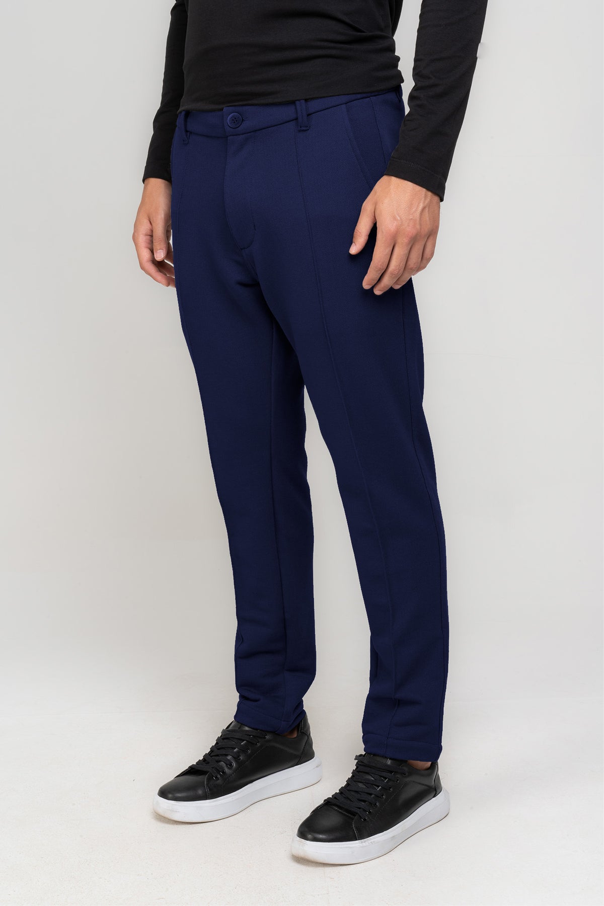 Calça Alfaiataria Moletom Soft Piquet Azul Marinho