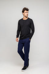 Calça Alfaiataria Moletom Soft Piquet Azul Marinho