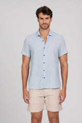Camisa Social Manga Curta Cotton Sub Azul Claro