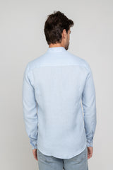 Camisa Social Manga Longa Linho Puro Azul Claro