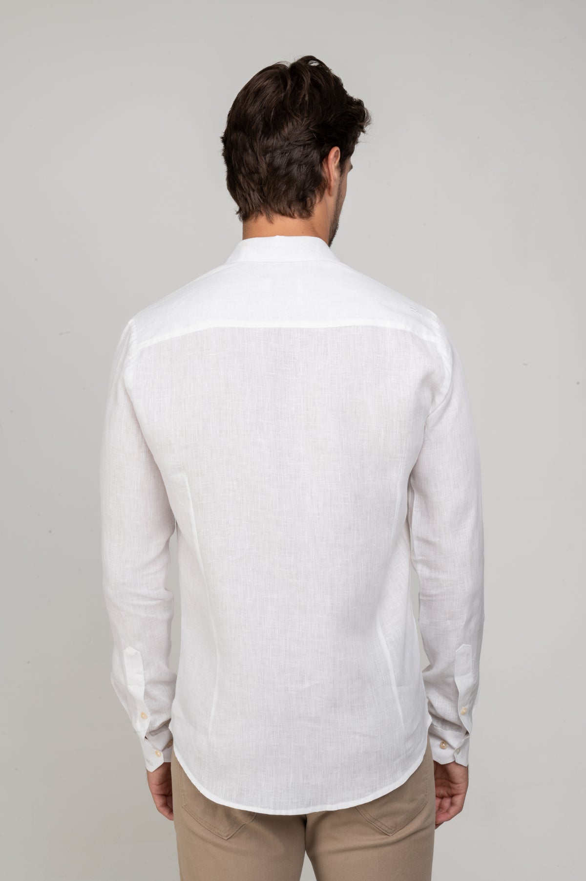 Camisa Social Manga Longa Linho Puro Branco