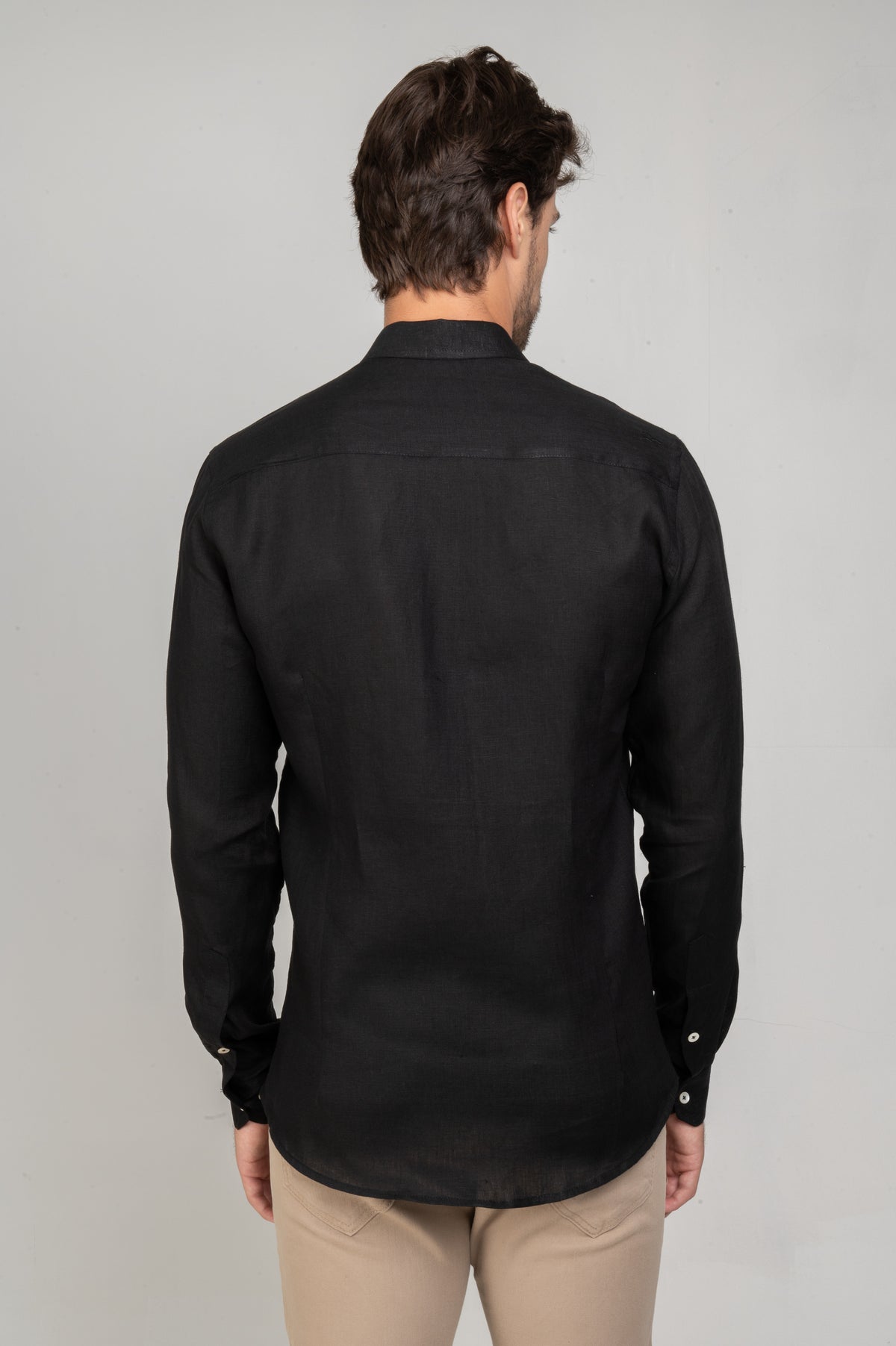 Camisa Social Manga Longa Linho Puro Preto