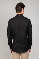 Camisa Social Manga Longa Linho Puro Preto