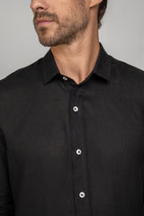 Camisa Social Manga Longa Linho Puro Preto
