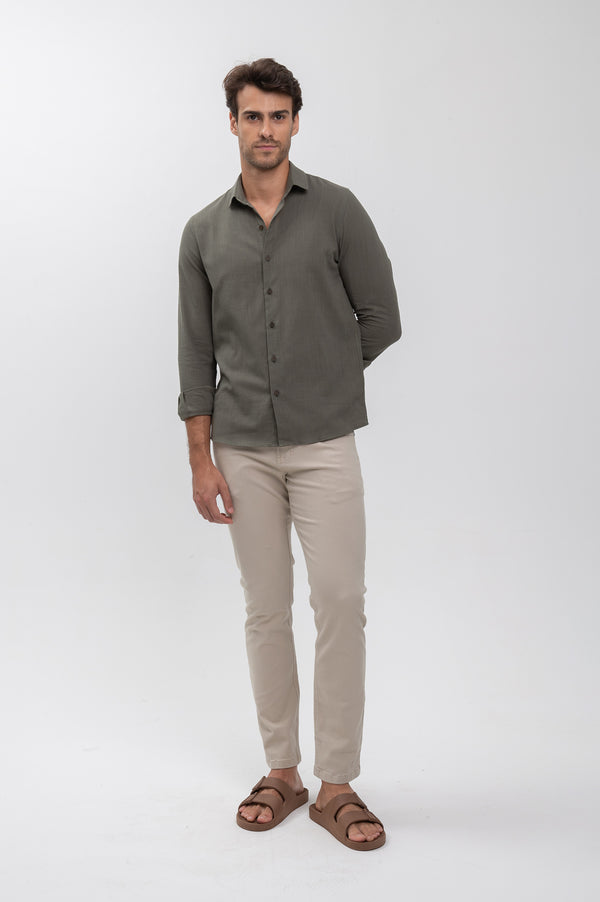 Camisa Social Manga Longa Cotton Sicilia Verde