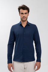 Camisa Social Manga Longa Cotton Sicilia Azul Marinho