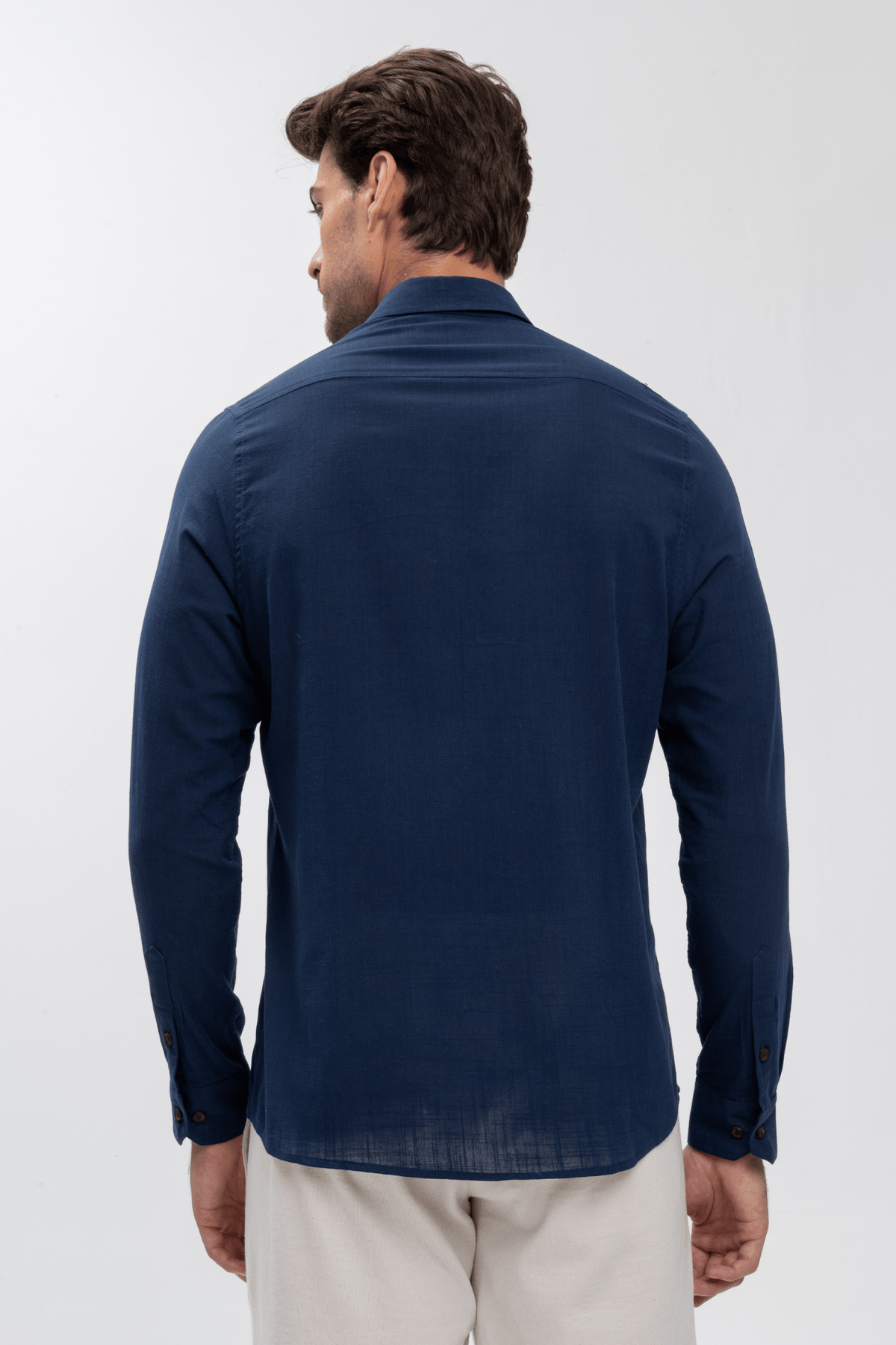 Camisa Social Manga Longa Cotton Sicilia Azul Marinho